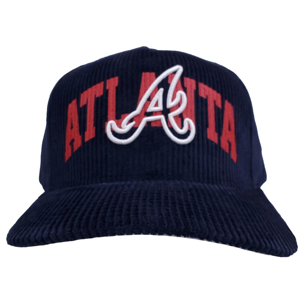 Atlanta Braves Mitchell & Ness MLB Pro Fit Snapback Hat Cap 3D Logo Navy‎ NWT